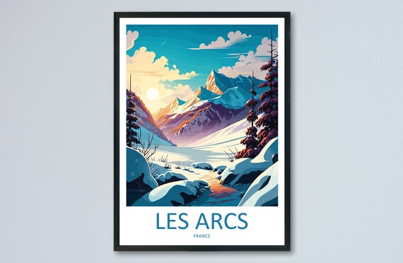 Les Arcs Ski Resort Art Print, France Travel Poster