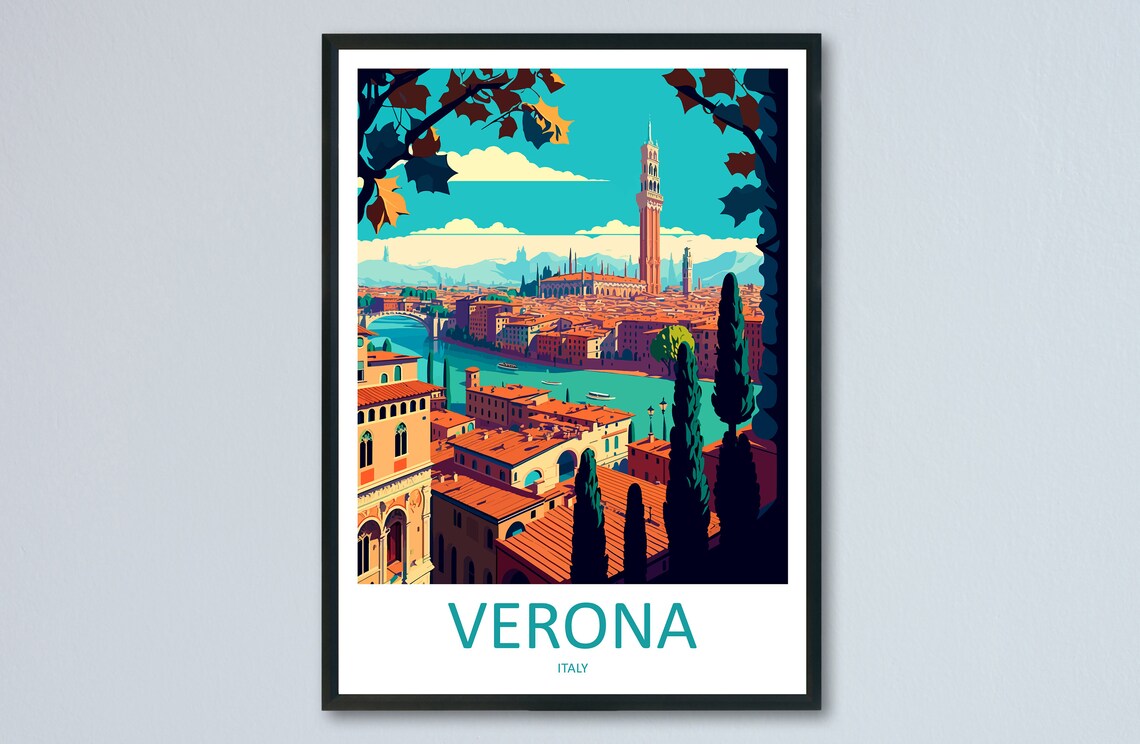 Verona Travel Poster, Italian City Wall Art