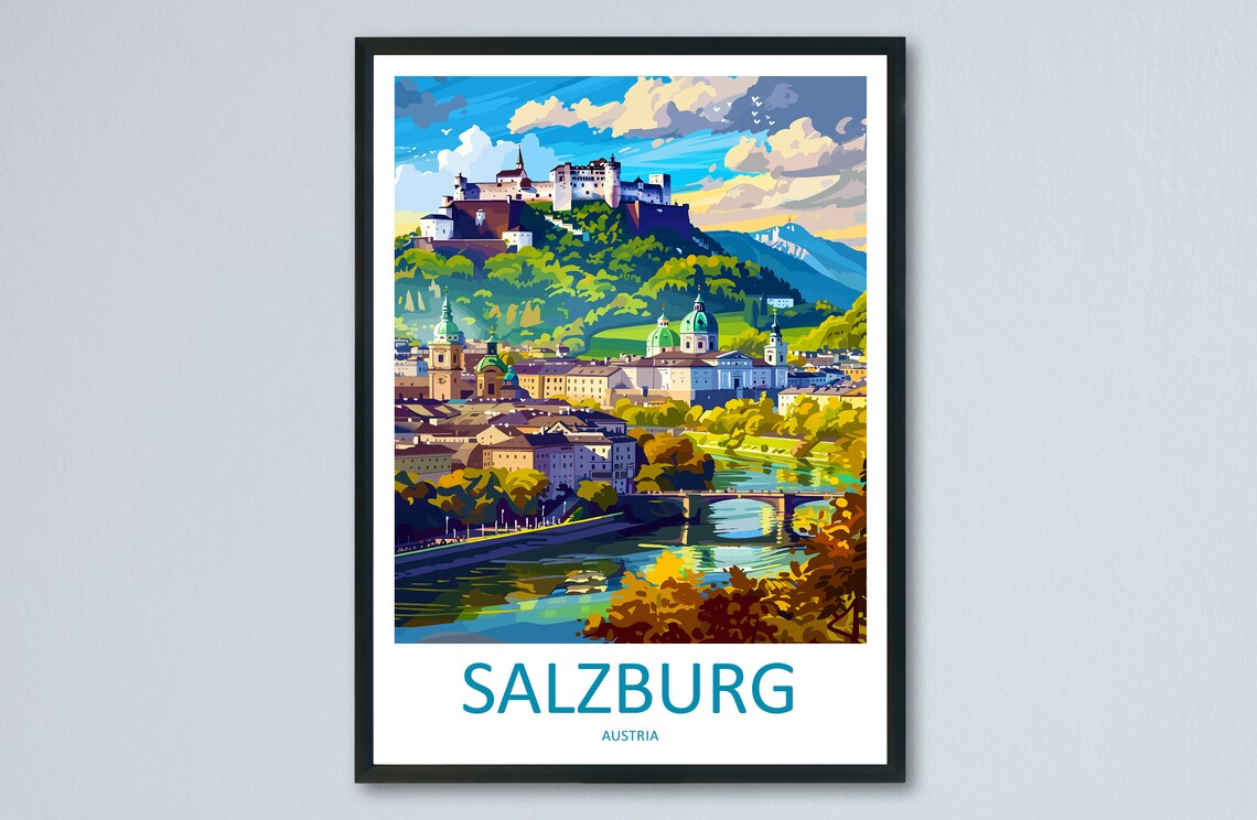 Salzburg Travel Poster, Cityscape Wall Art