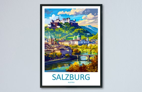 Salzburg Travel Poster, Cityscape Wall Art