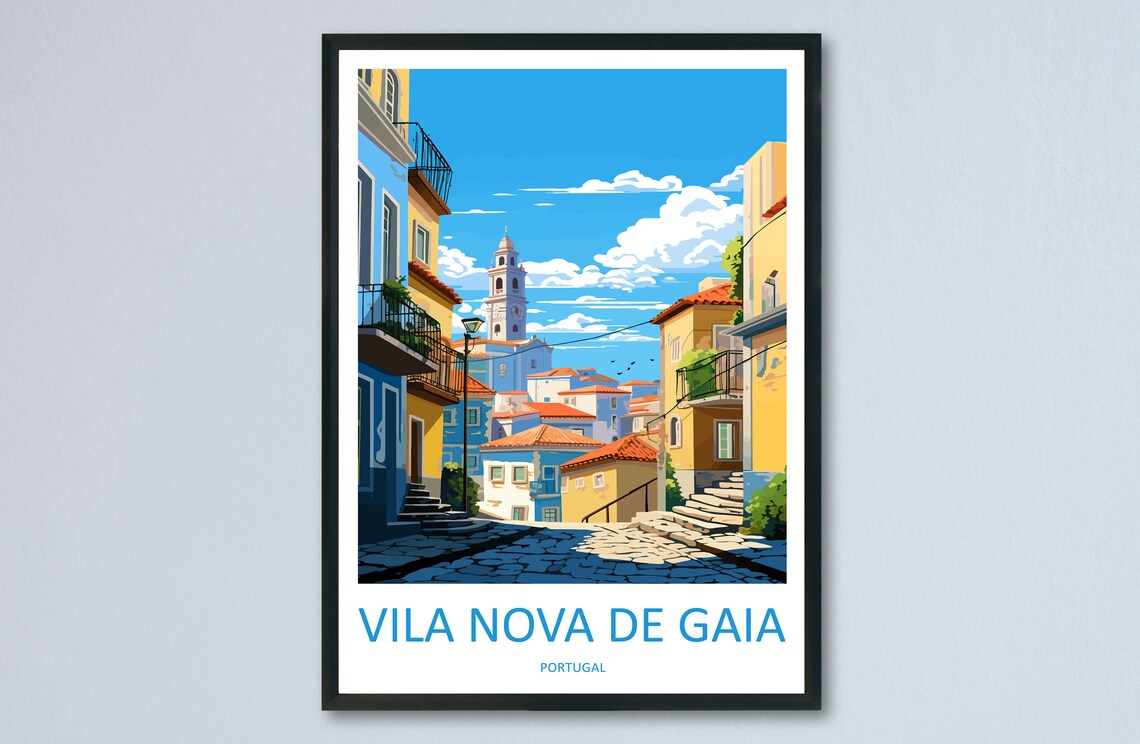 Vila Nova de Gaia Historic Old Town Street Portugal Travel Poster