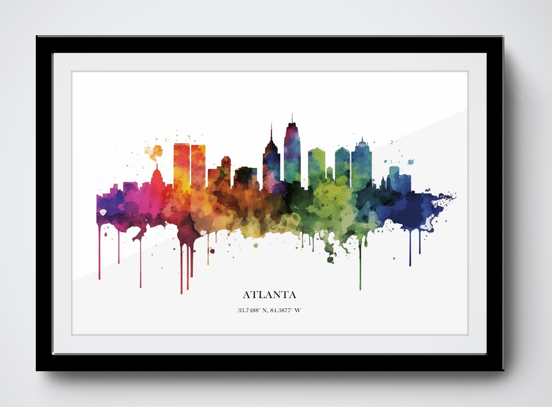 Atlanta Watercolour Skyline Print Atlanta Cityscape Atlanta Home Dcor Art Print Wall Art Atlanta Print Atlanta Skyline Watercolour Poster - Image 3