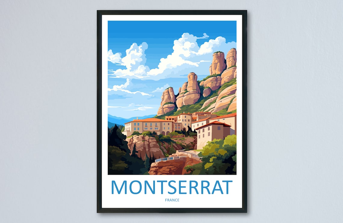 Montserrat Travel Poster, Spain Wall Art Print