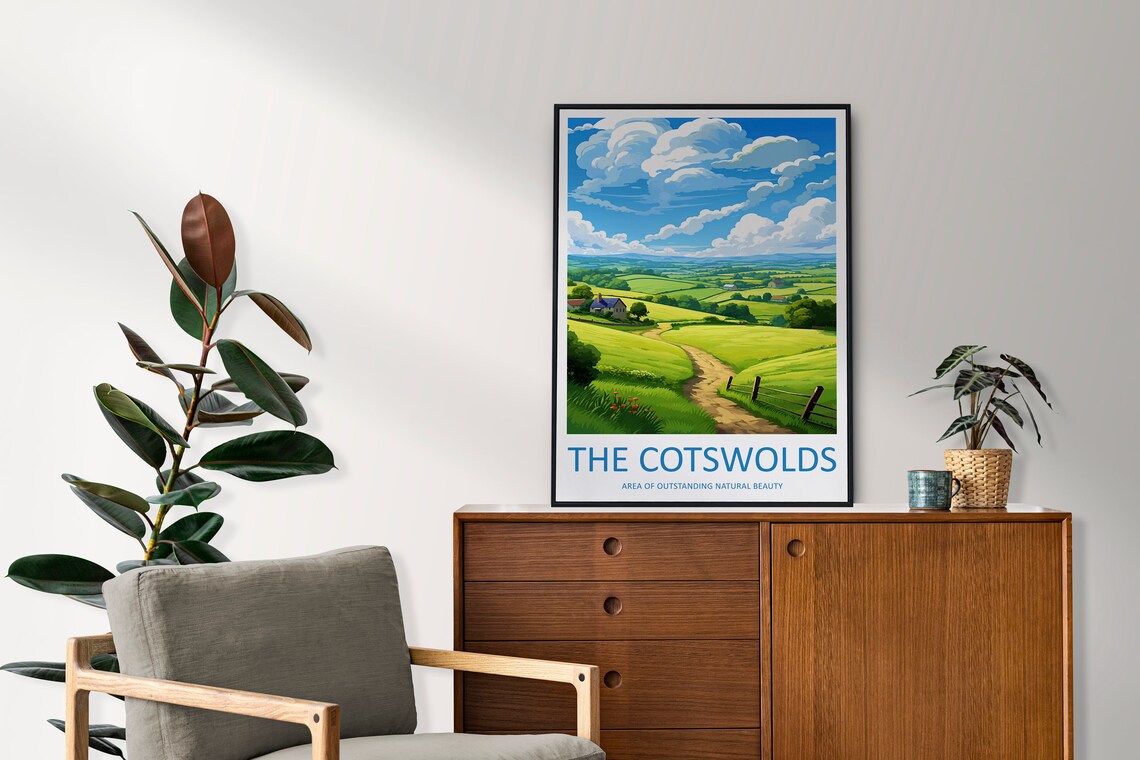 The Cotswolds English Countryside Winding Path Vintage Poster - Image 2
