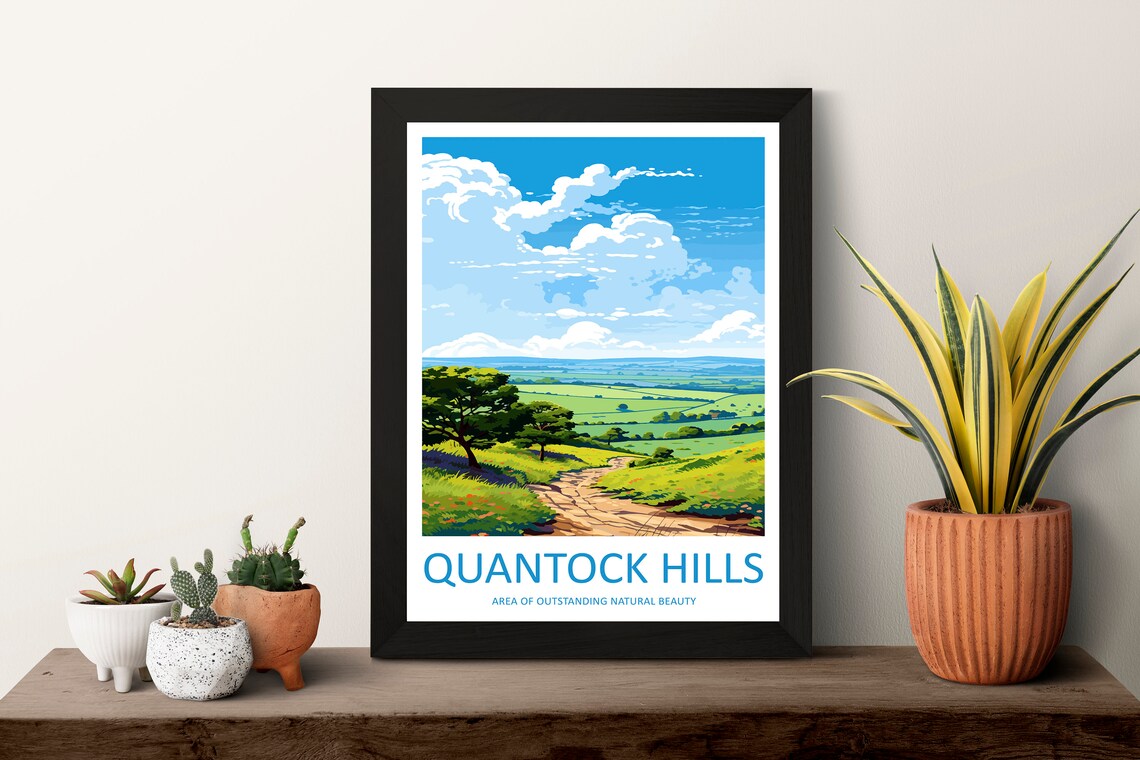 Quantock Hills Travel Poster, AONB Landscape Print - Image 3