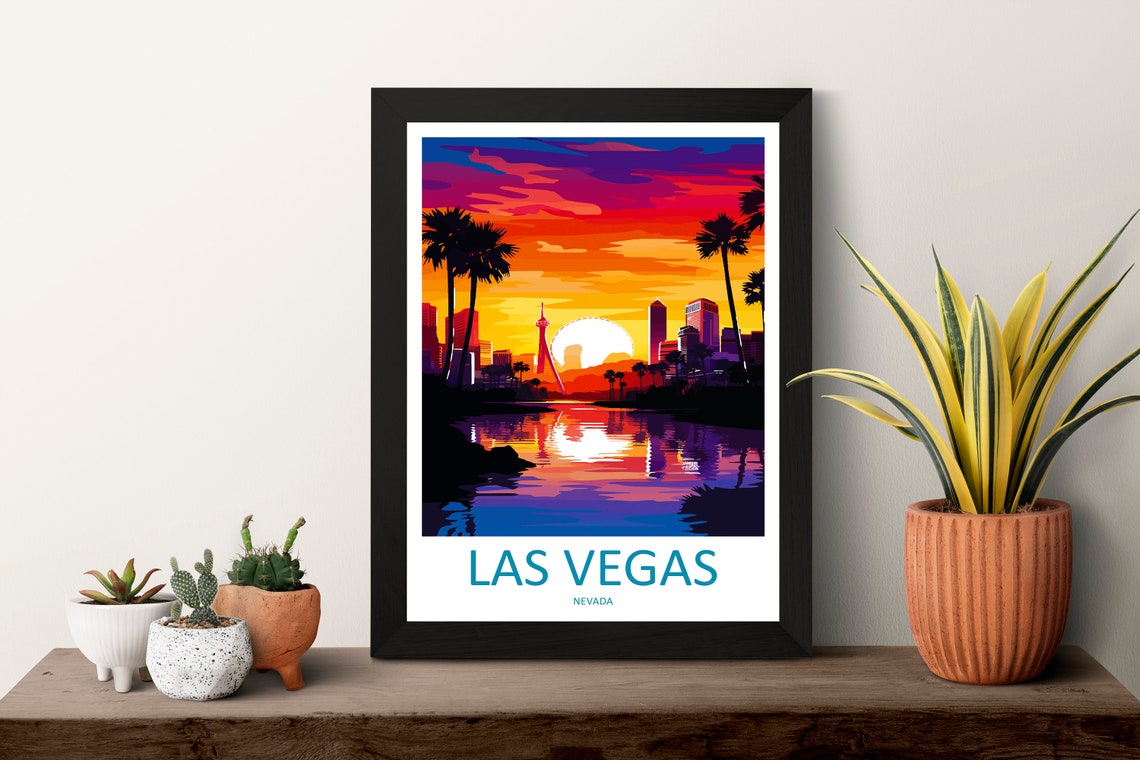Las Vegas Nevada Sunset Skyline and Palm Trees Travel Poster - Image 3
