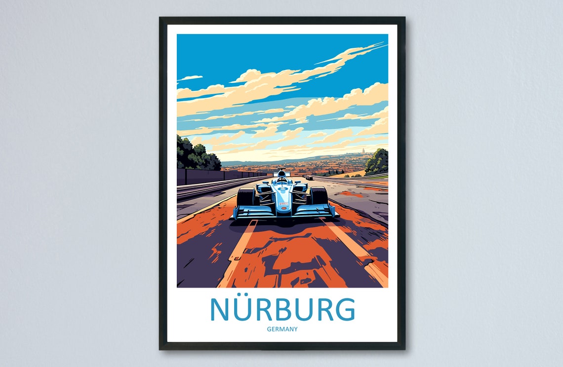 Nrburg Travel Print Wall Decor Nrburg Circuit Poster Motorsport Travel Print Art Print Racing Illustration Germany Race Travel Art