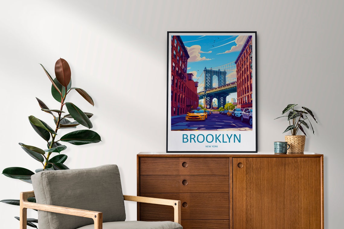 Brooklyn Manhattan Bridge Dumbo View Illustrated Travel Poster - Image 2