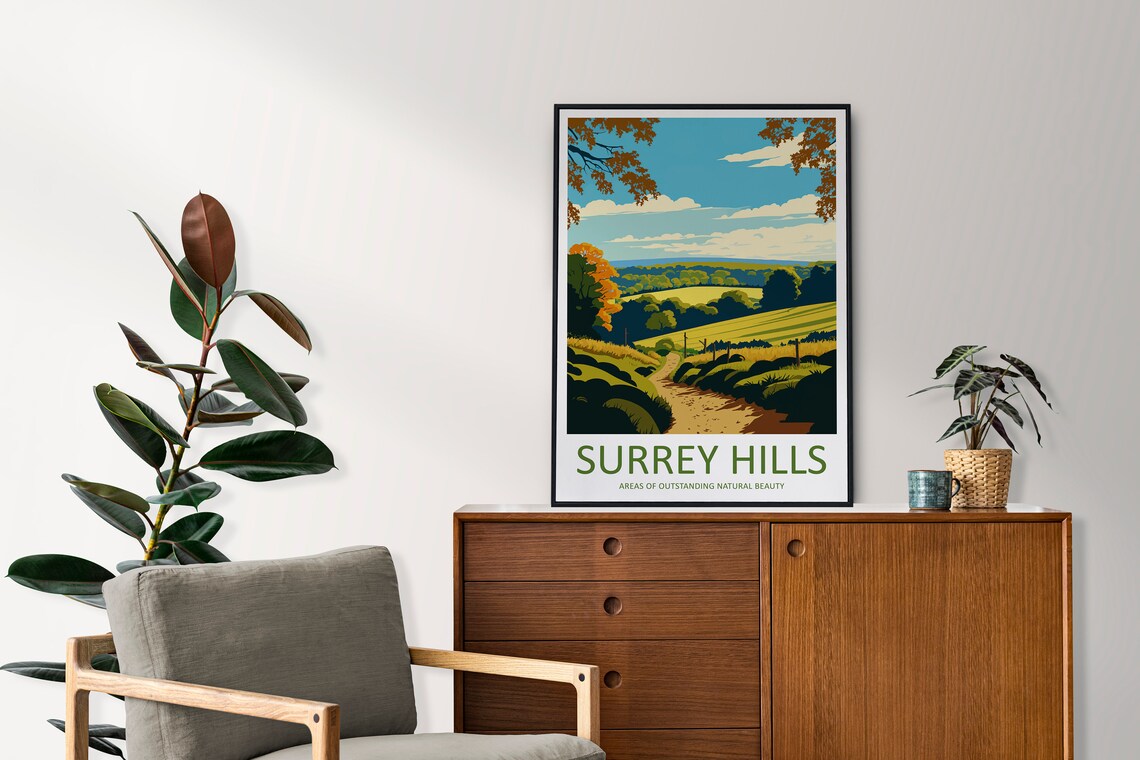 Surrey Hills Travel Poster, Wall Art Print - Image 2