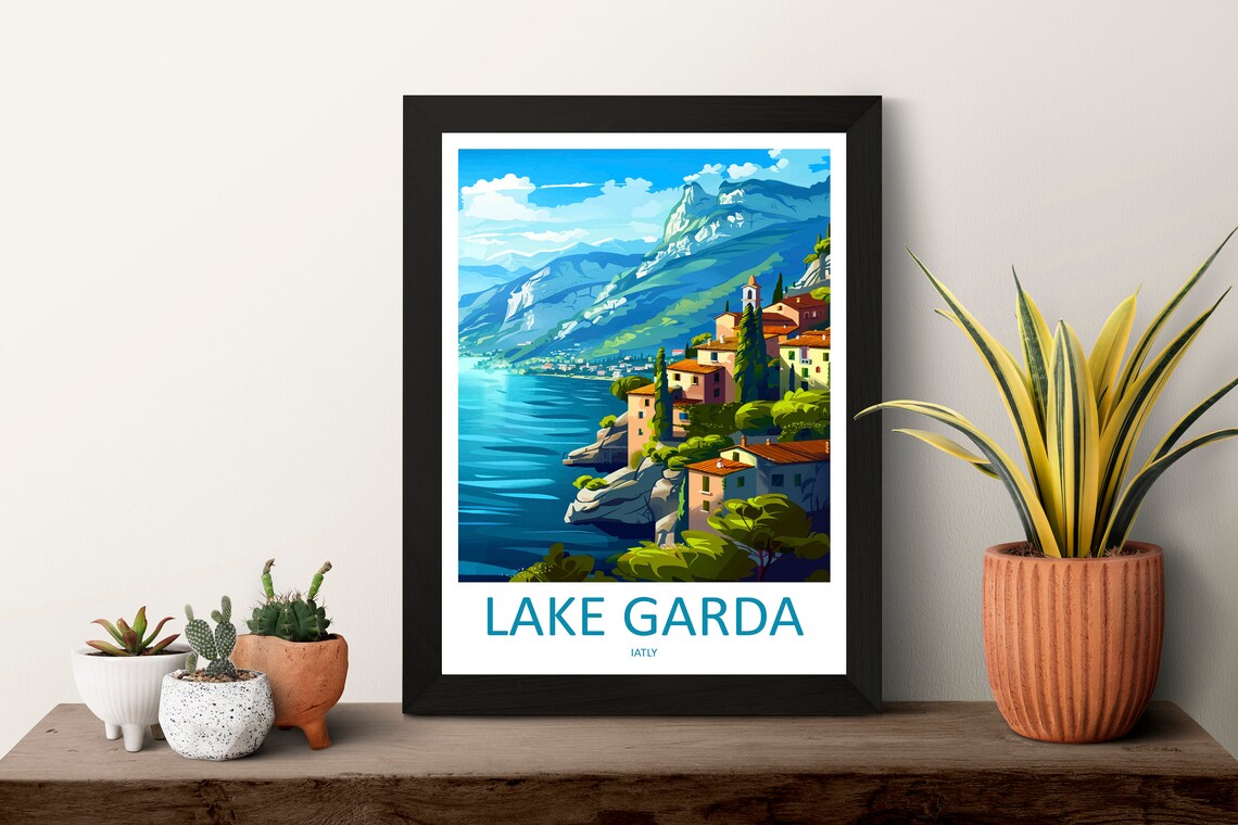 Lake Garda Travel Poster, Place-Name Wall Art - Image 3