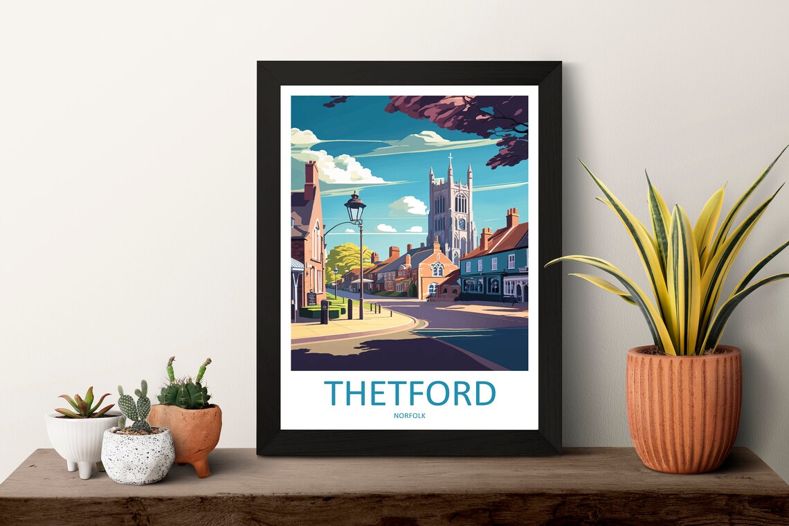 Thetford Norfolk Historic Market Town Street Scene Travel Poster - Image 3