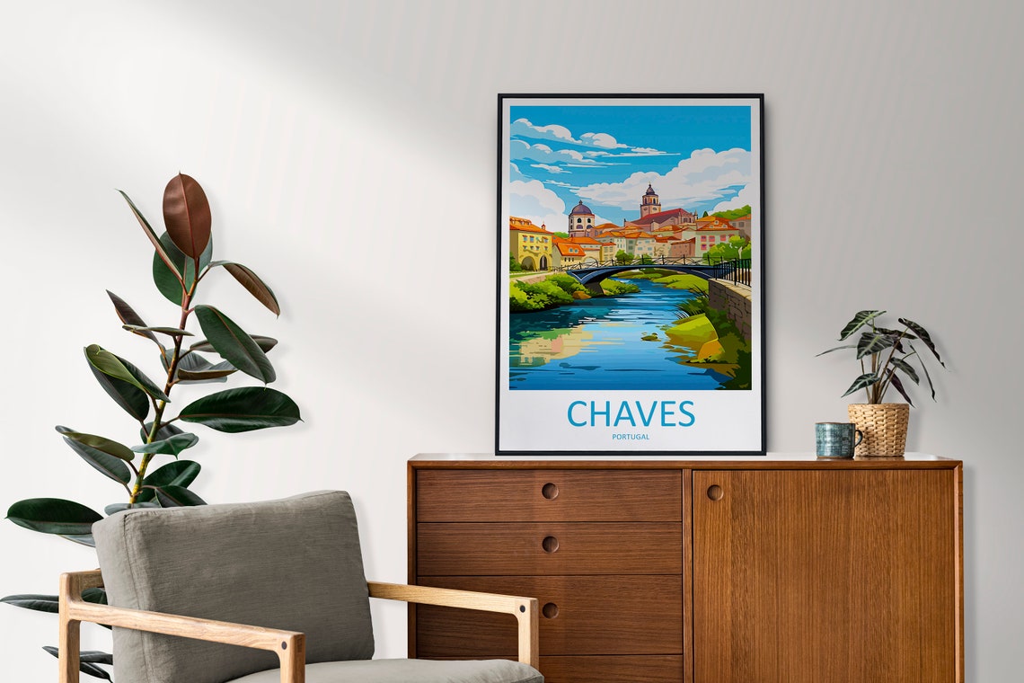 Chaves Portugal Riverside Town Stone Bridge Old Quarter Poster - Image 2