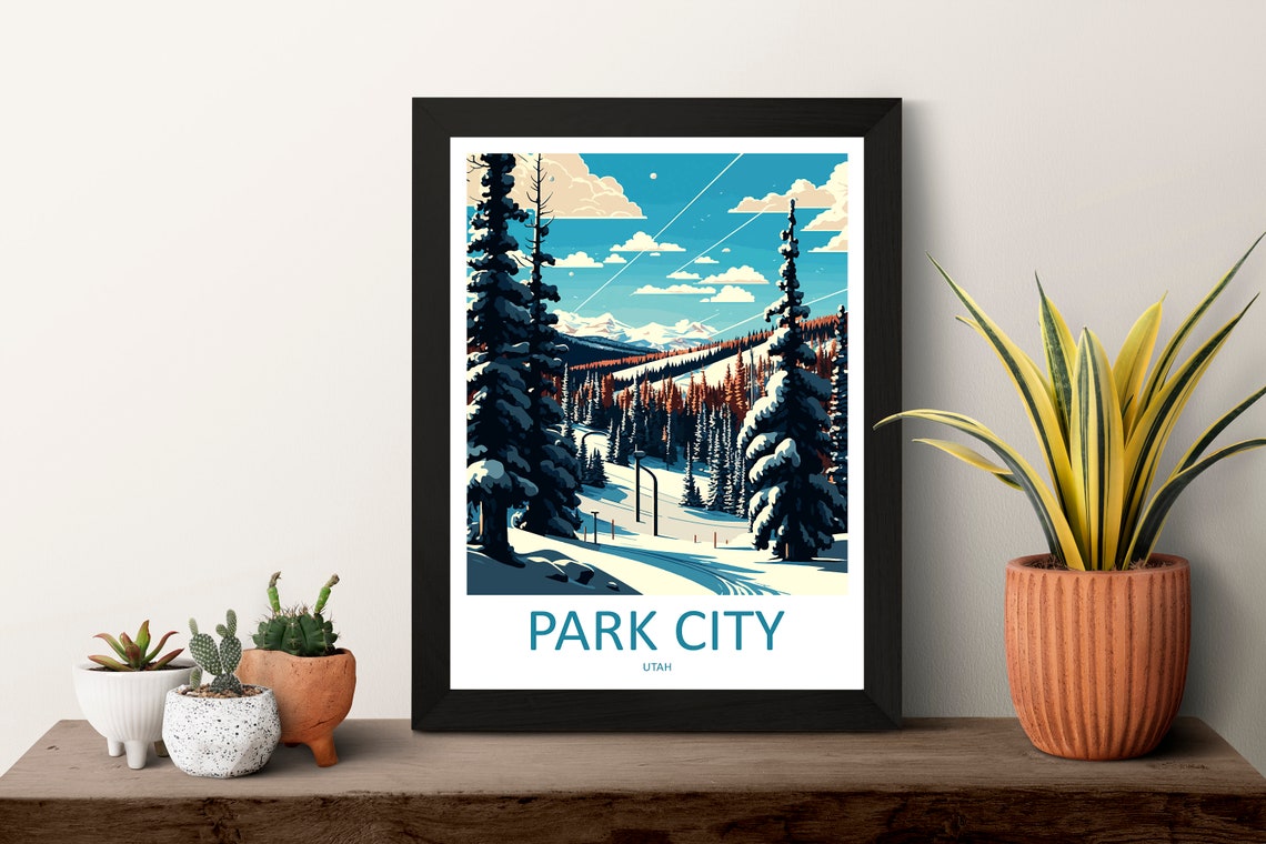 Park City Travel Print Wall Art Park City Wall Hanging Home Dcor Park City Gift Art Lovers Ski Art Lover Gift Park City Print Skiing Print - Image 3