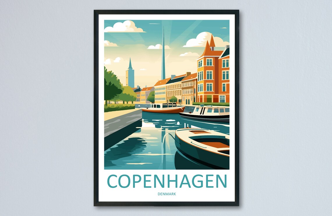 Copenhagen Travel Poster, Denmark Wall Art