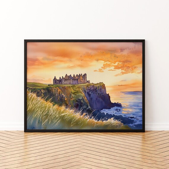 Dunluce Castle Watercolor Poster, Ireland Travel Poster