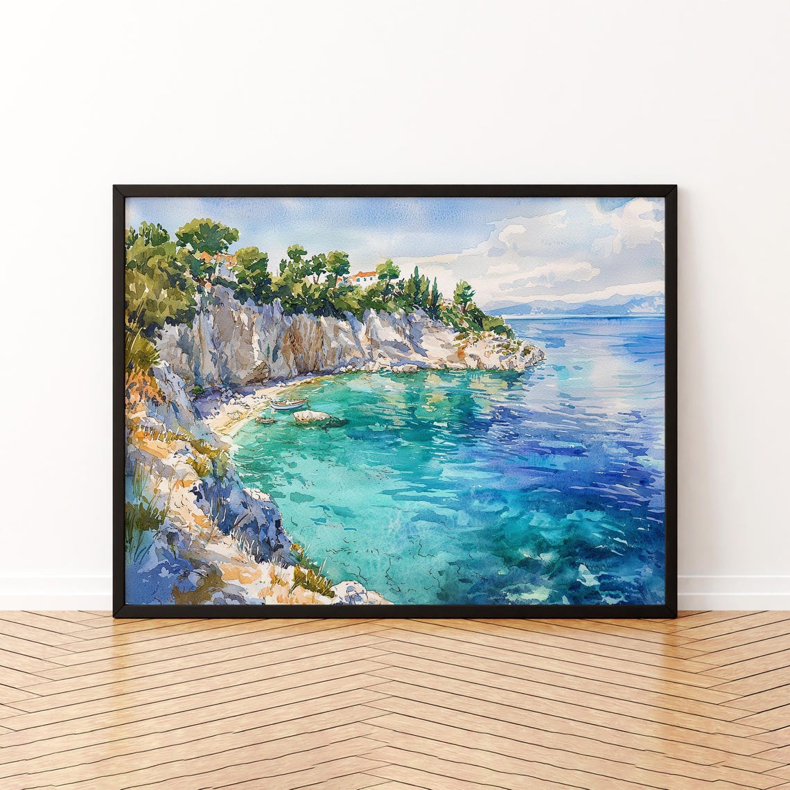 Paxos Watercolor Poster Wall Art Hanging Home Dcor Gift Lovers Greece