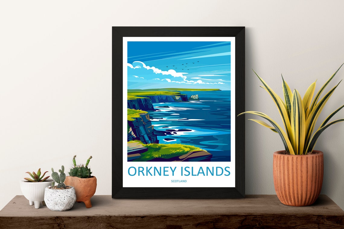 Orkney Islands Scotland Dramatic Sea Cliffs Coastal Art Poster - Image 3