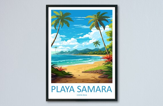 Playa Samara Costa Rica Tropical Beach Palm Trees Ocean Travel Poster