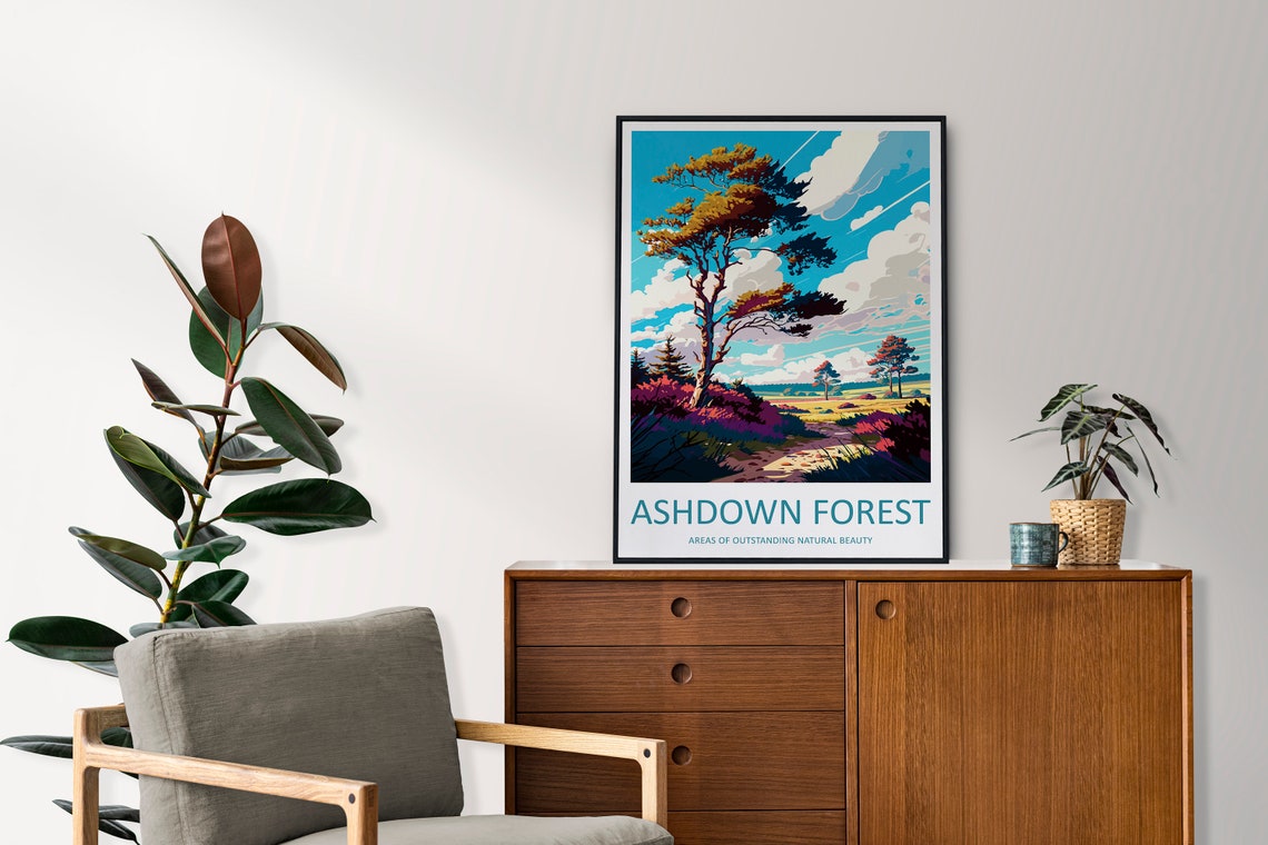 Ashdown Forest England Heathland Pines Under Blue Sky Poster - Image 2