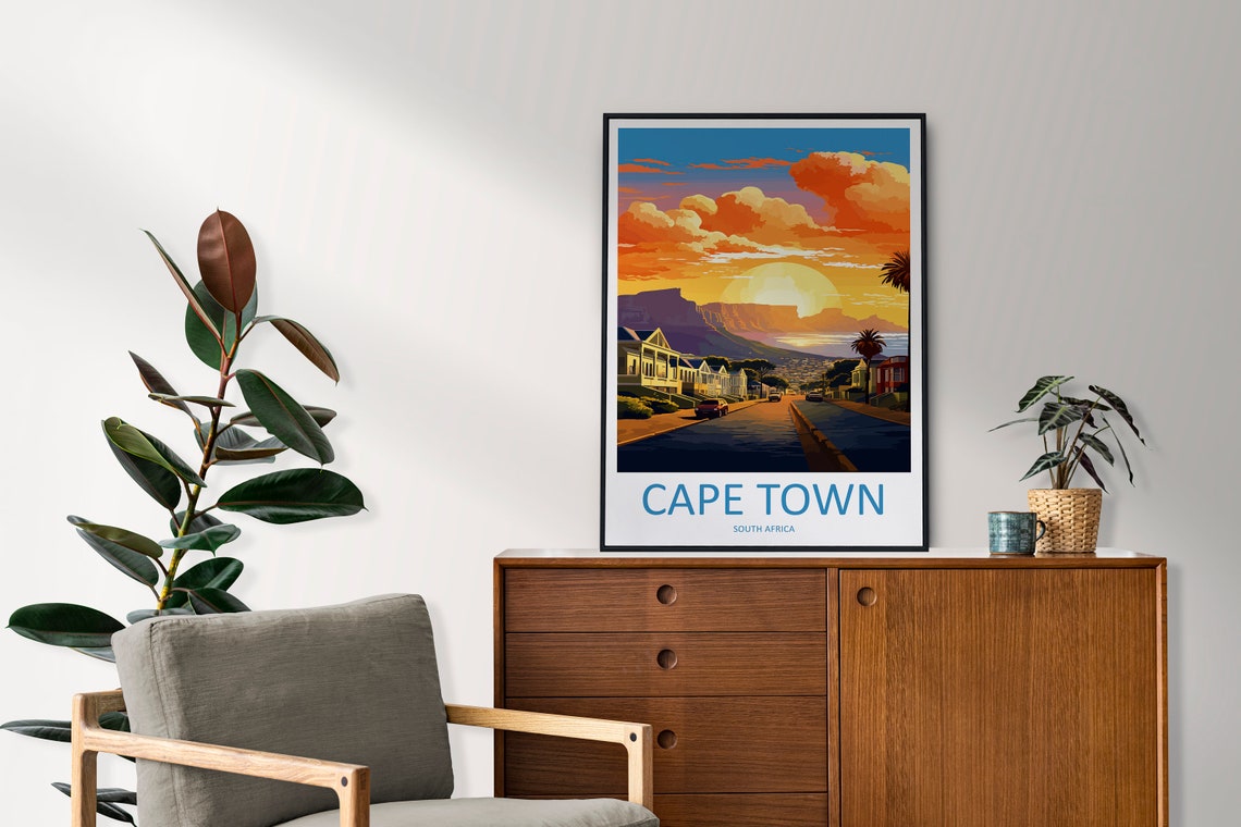 Cape Town South Africa Table Mountain Golden Sunset Street Poster - Image 2