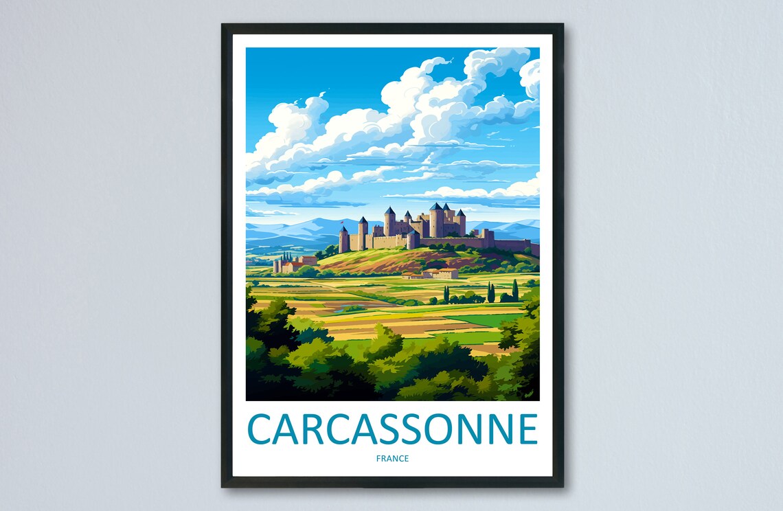 Carcassonne Travel Poster, France Wall Decor
