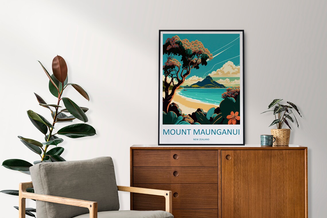 Mount Maunganui Travel Poster, New Zealand Wall Art - Image 2