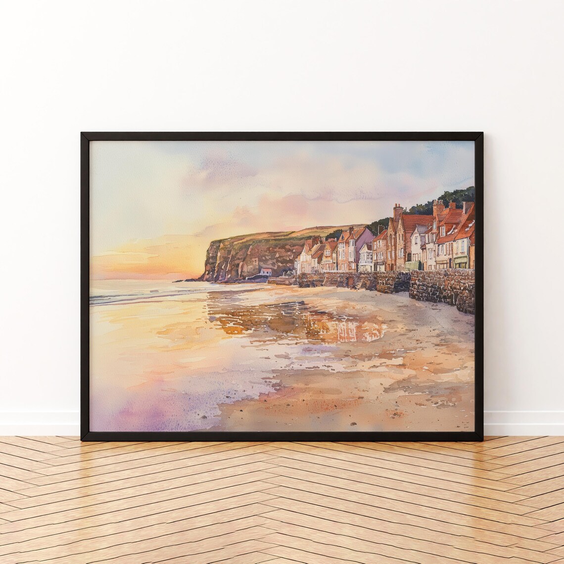 Robin Hoods Bay England Watercolor Travel Poster