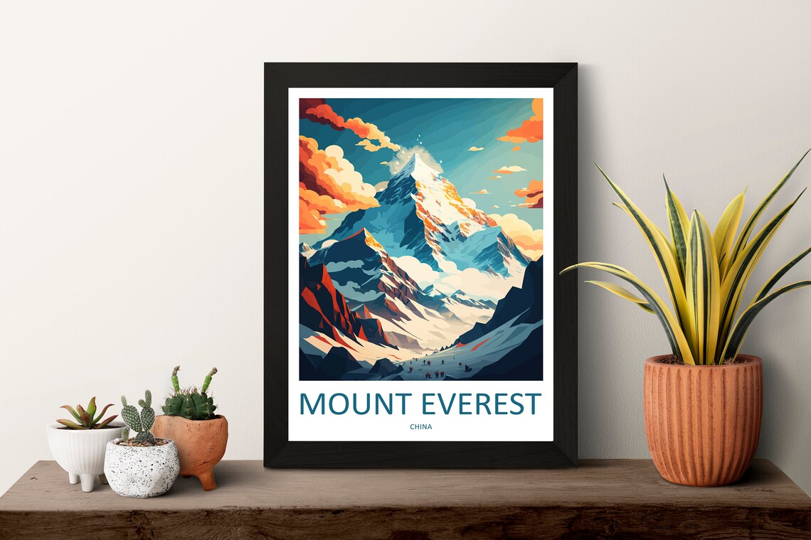 Mount Everest Travel Poster, Asia Wall Decor - Image 3