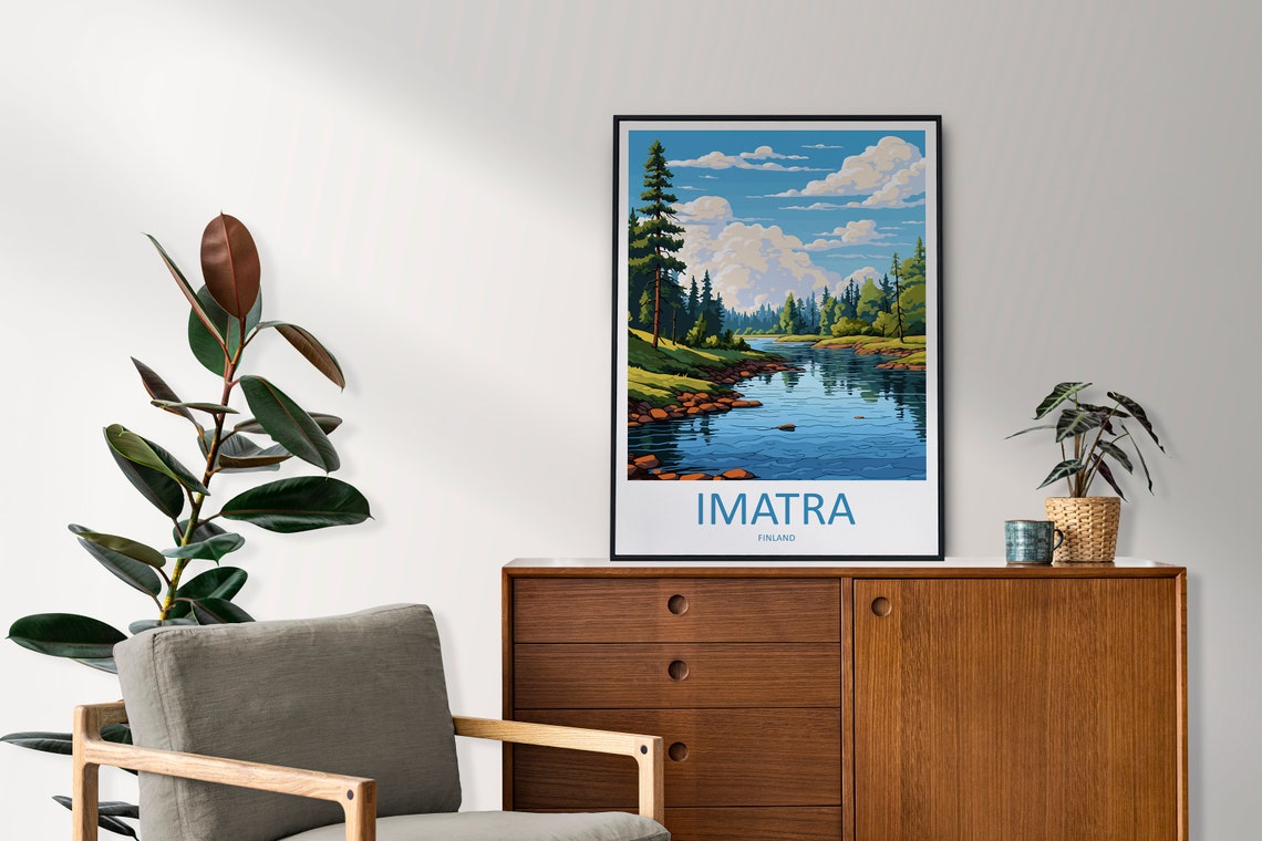 Imatra Finland Pine Forest River Summer Landscape Travel Poster - Image 2