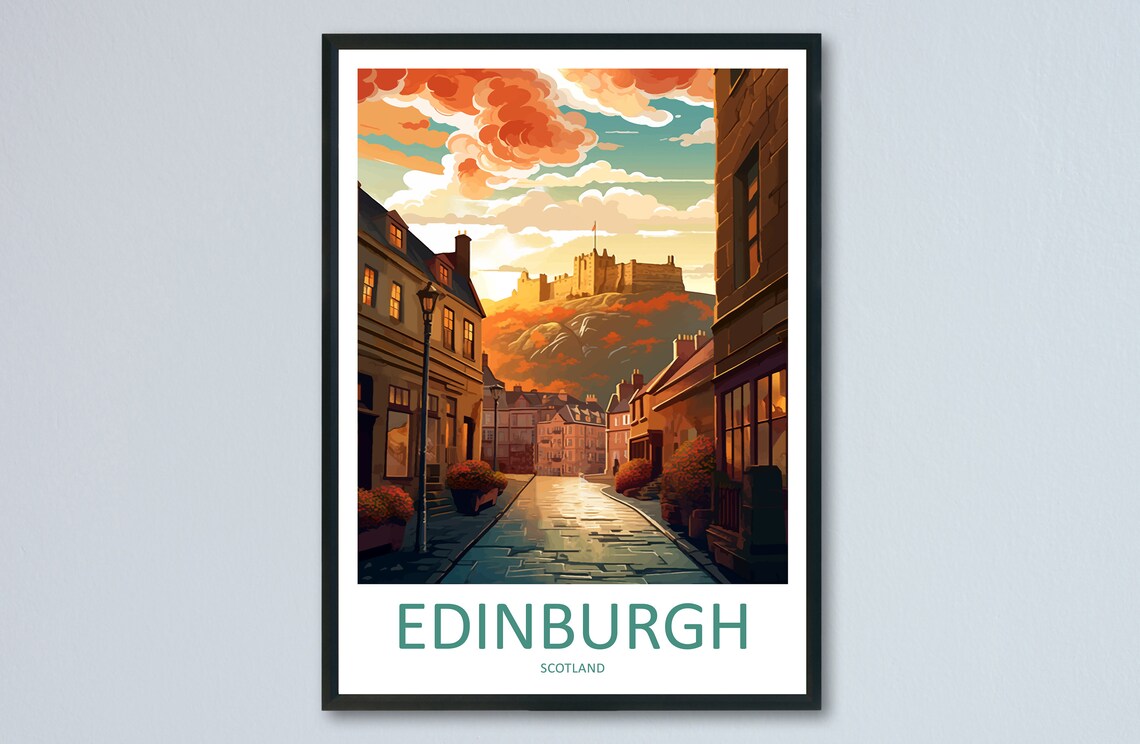 Edinburgh Cityscape Art Print, European Travel Decor