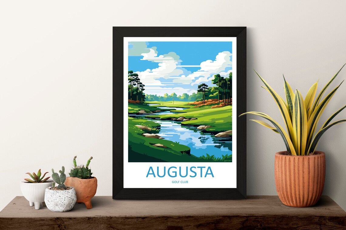 Augusta Golf Club Creek and Pines Championship Fairway Scene Poster - Image 3
