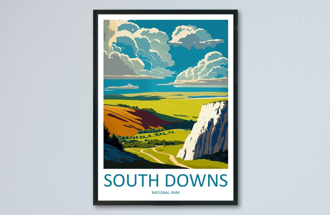 South Downs Travel Poster, National Park Wall Art