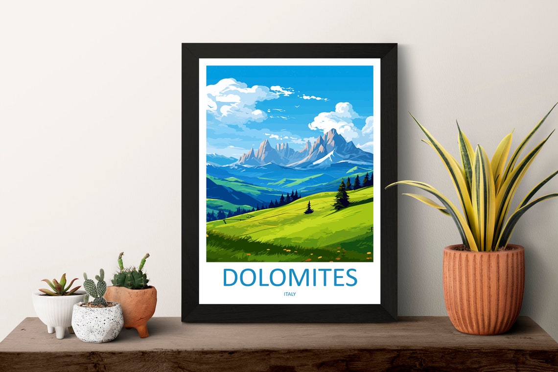 Dolomites Travel Poster, Italian Mountain Landscape - Image 3