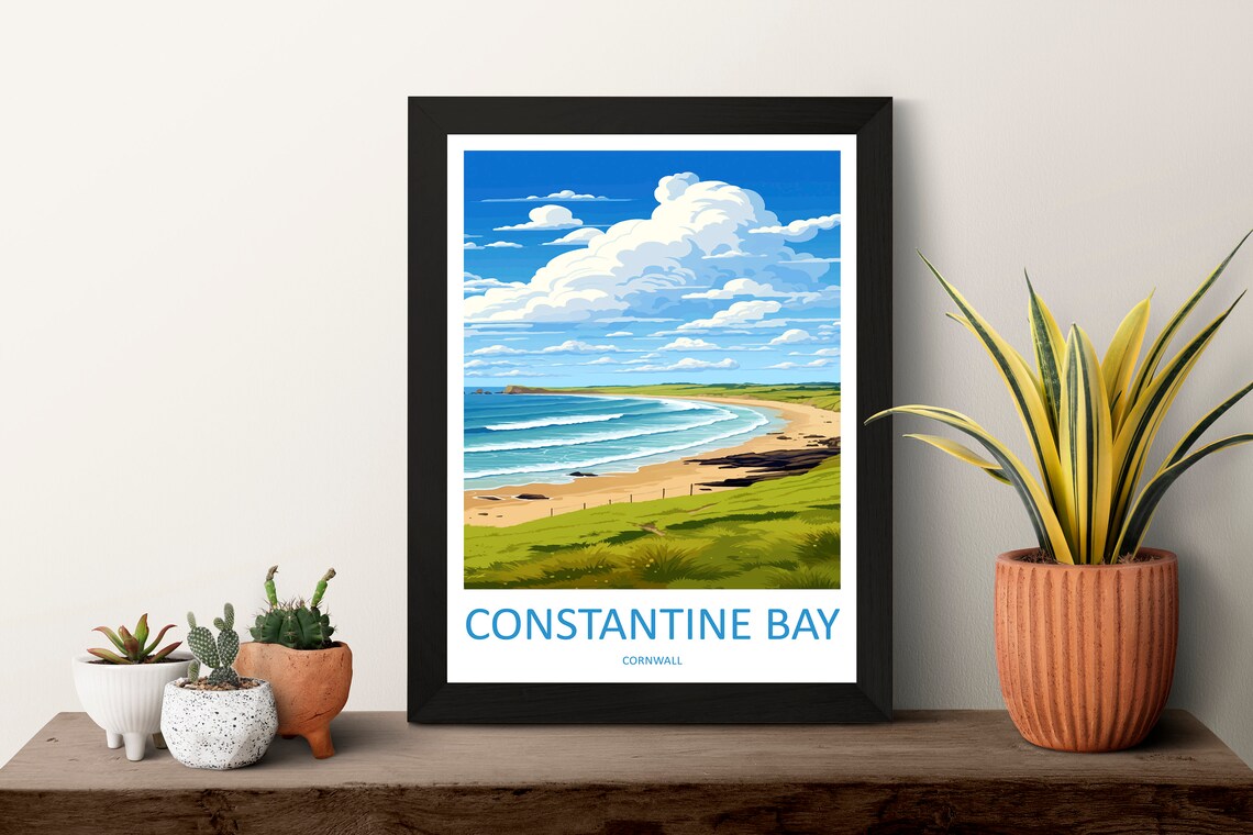 Constantine Bay Travel Poster, Cornwall Wall Art - Image 3