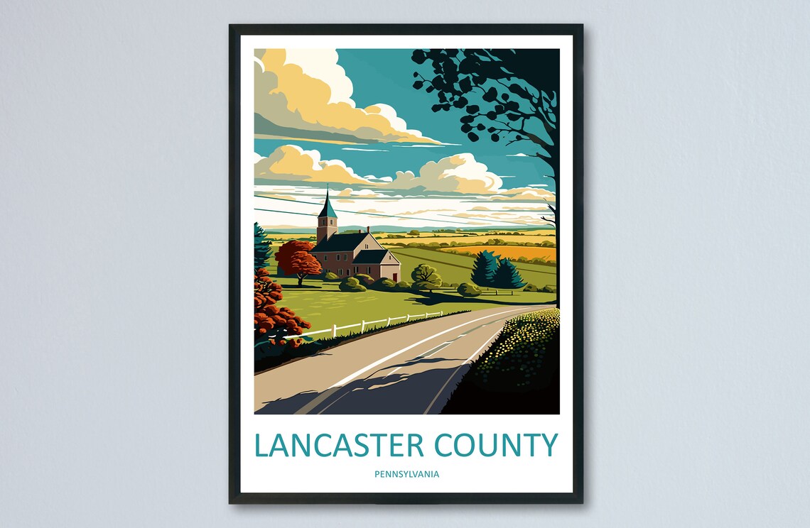 Lancaster County Travel Poster, Pennsylvania Wall Art