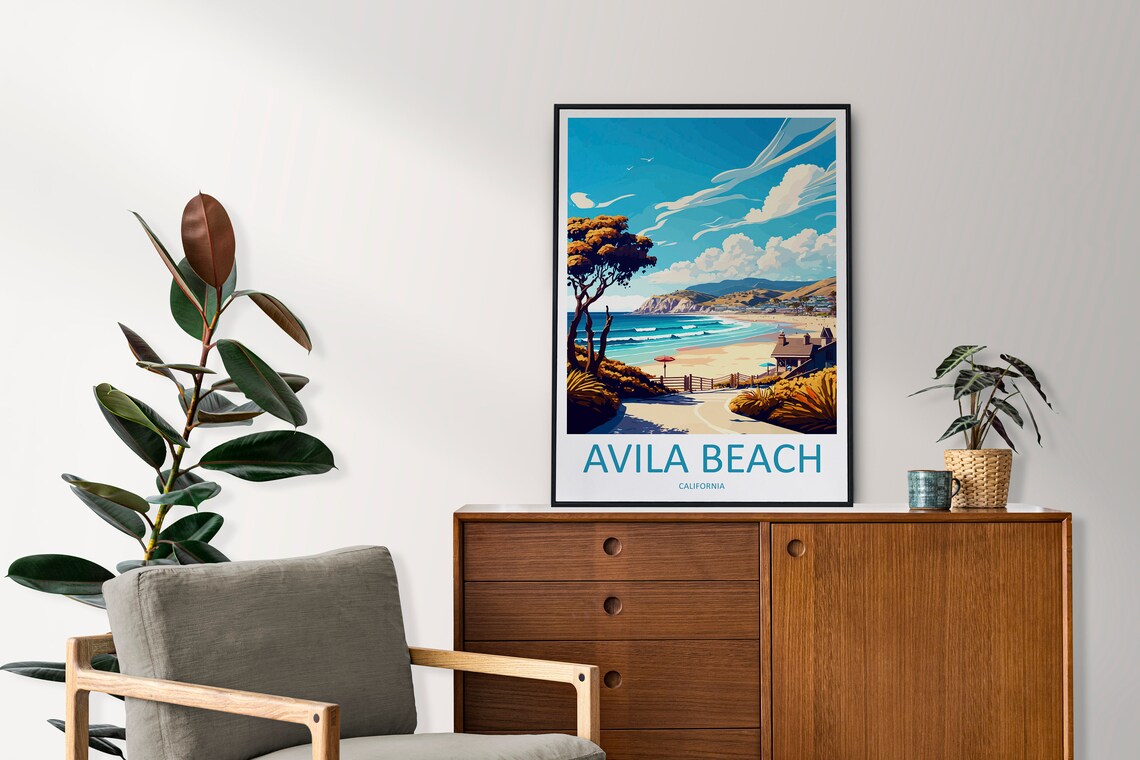 Avila Beach Travel Poster, California Wall Art - Image 2