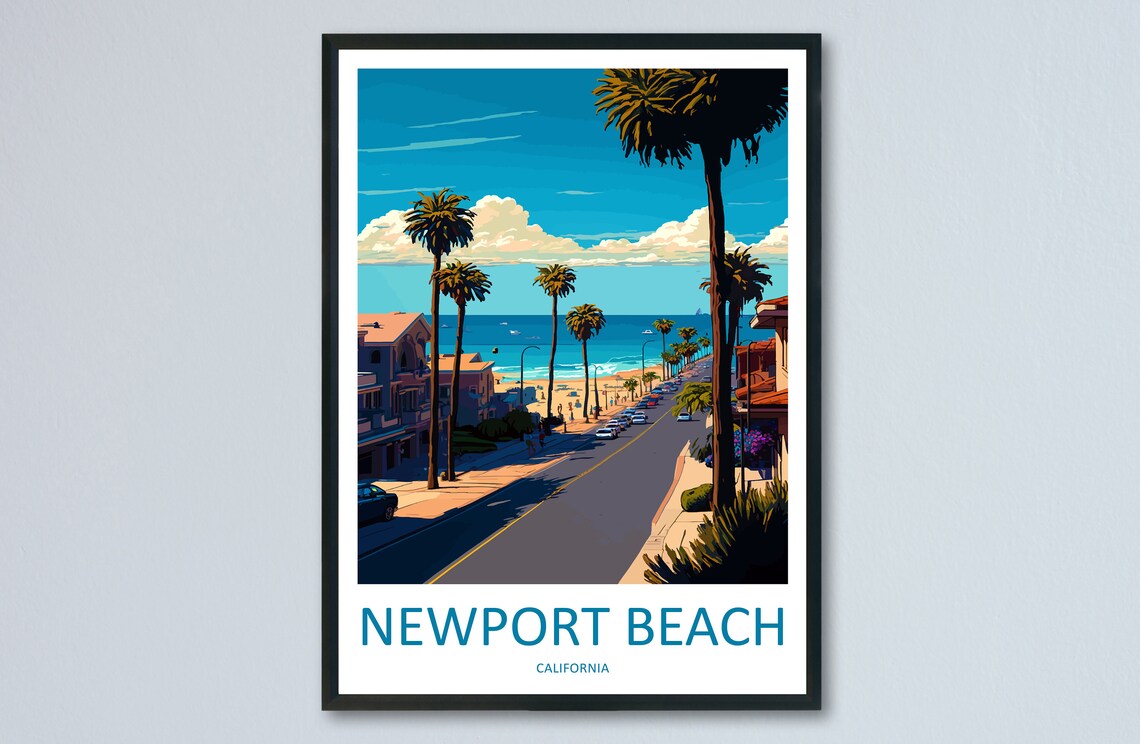 Newport Beach Travel Poster, California Wall Art