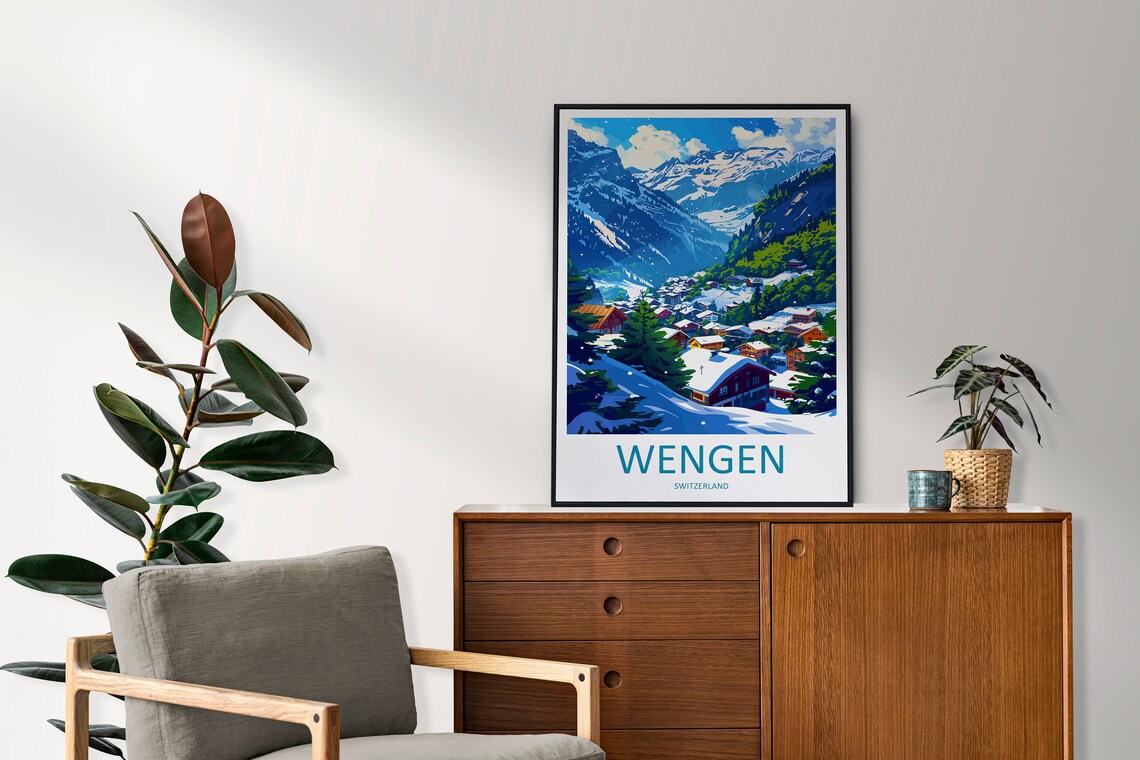Wengen Travel Poster, Switzerland Travel Art - Image 2