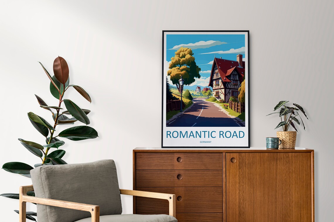 Romantic Road Half Timbered House Country Lane Travel Poster - Image 2