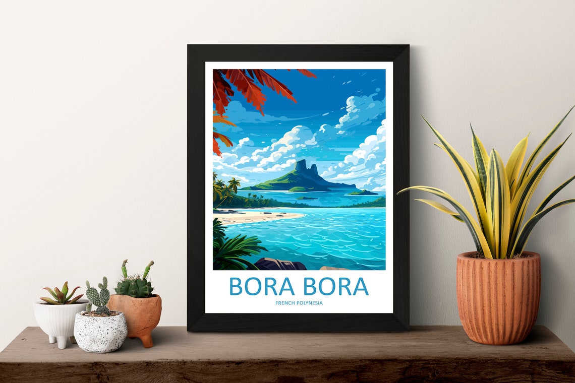 Bora Bora French Polynesia Tropical Lagoon and Volcano Poster - Image 3