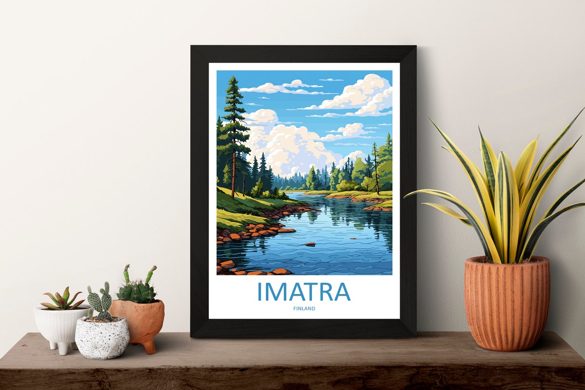 Imatra Finland Pine Forest River Summer Landscape Travel Poster - Image 3