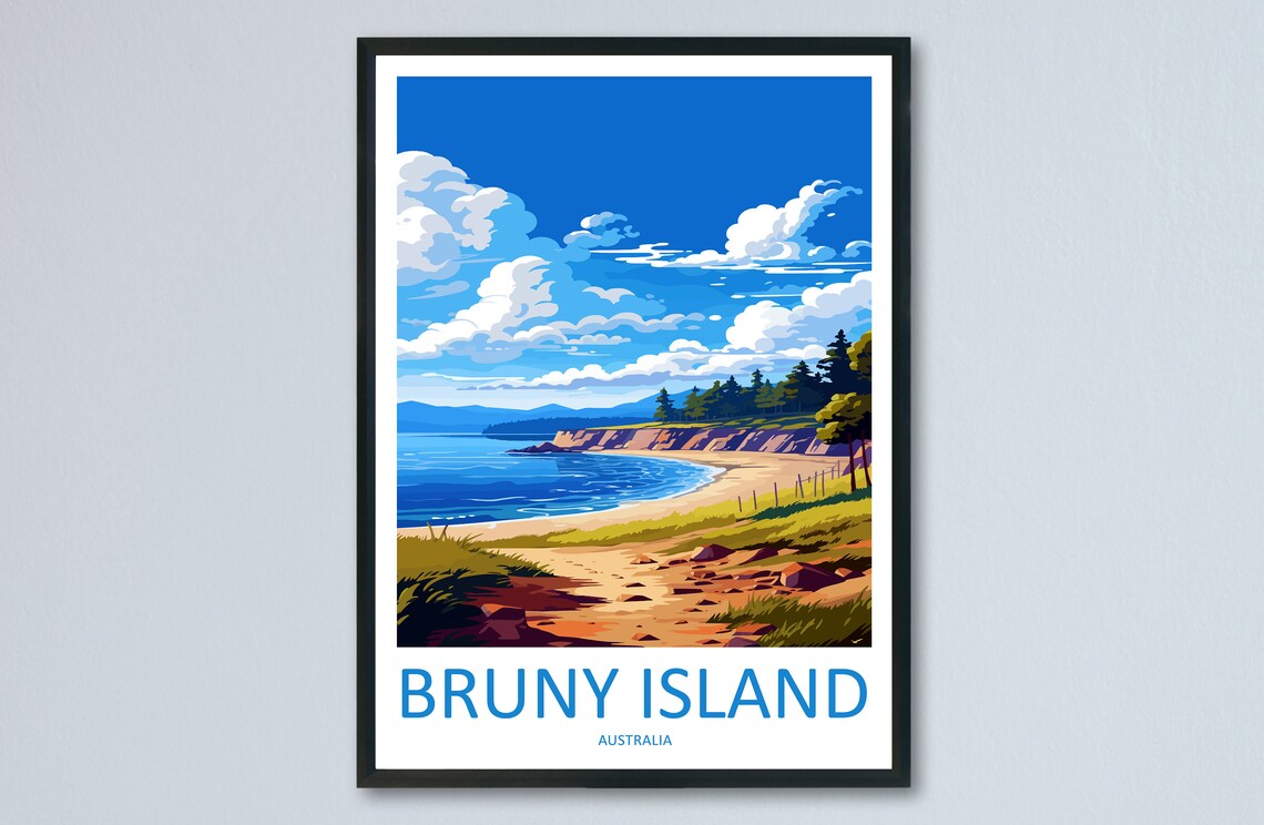 Bruny Island Tasmania Sandy Beach Coastal Summer Travel Poster