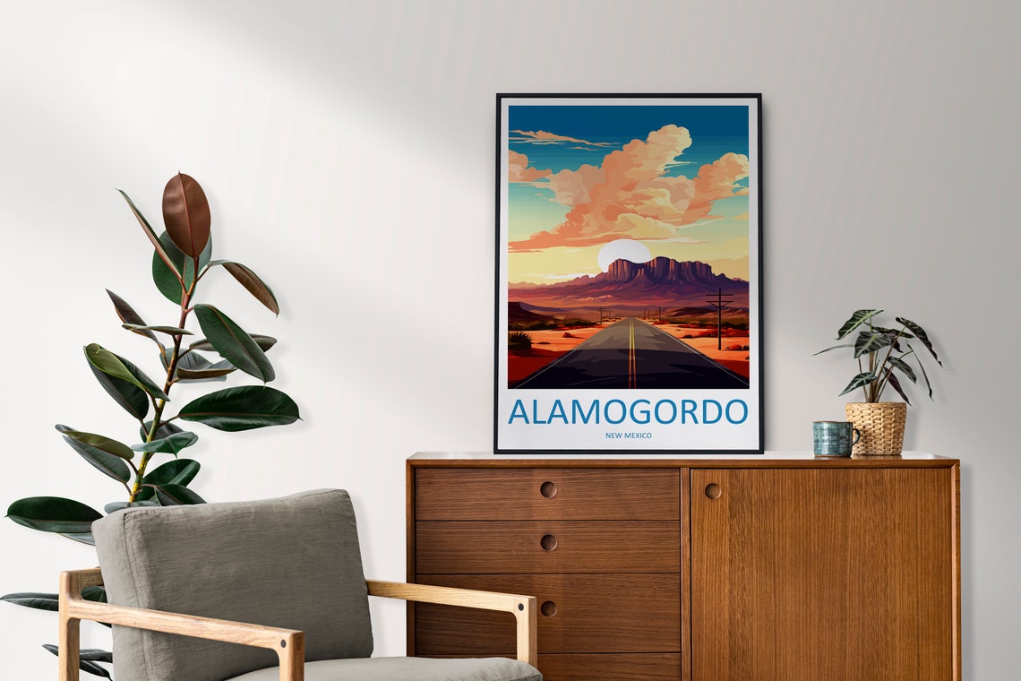 Alamogordo New Mexico Desert Highway at a Blazing Sunset Poster - Image 2