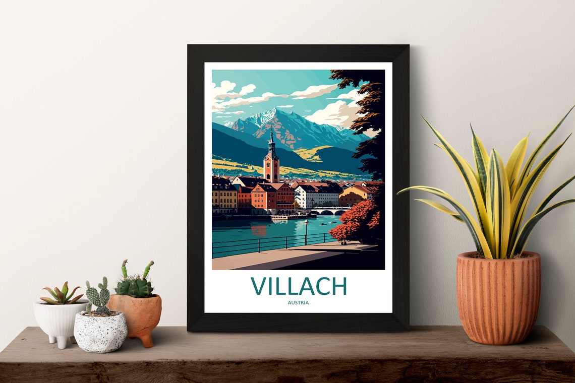 Villach Travel Print Wall Art Villach Wall Hanging Home Dcor Villach Gift Art Lovers Austria Art Lover Gift Villach Travel Poster - Image 3