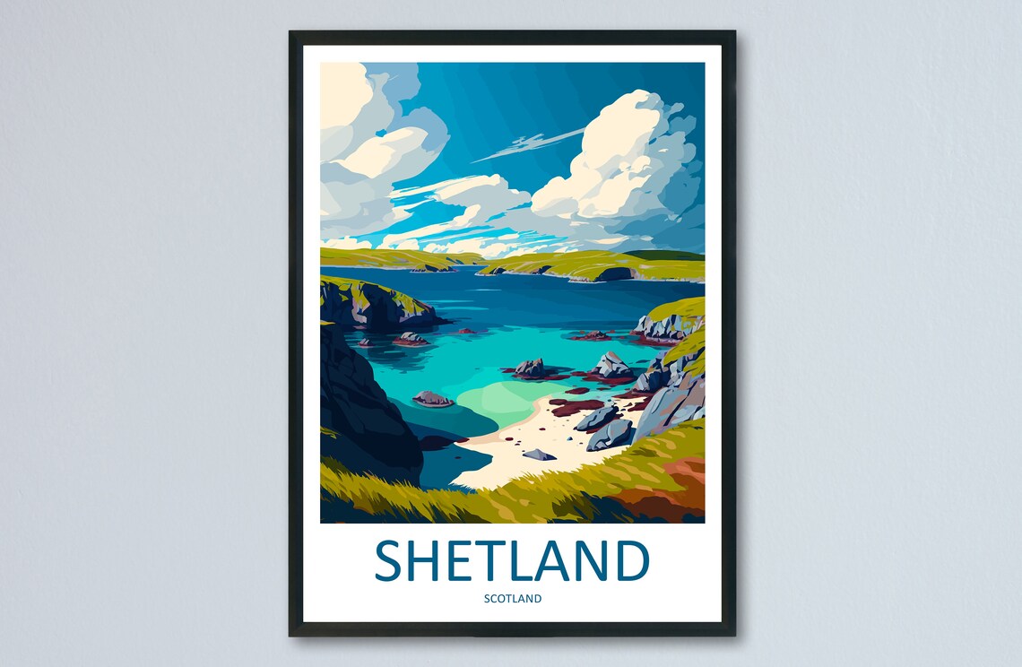 Shetland Travel Poster, Scotland Wall Art Print