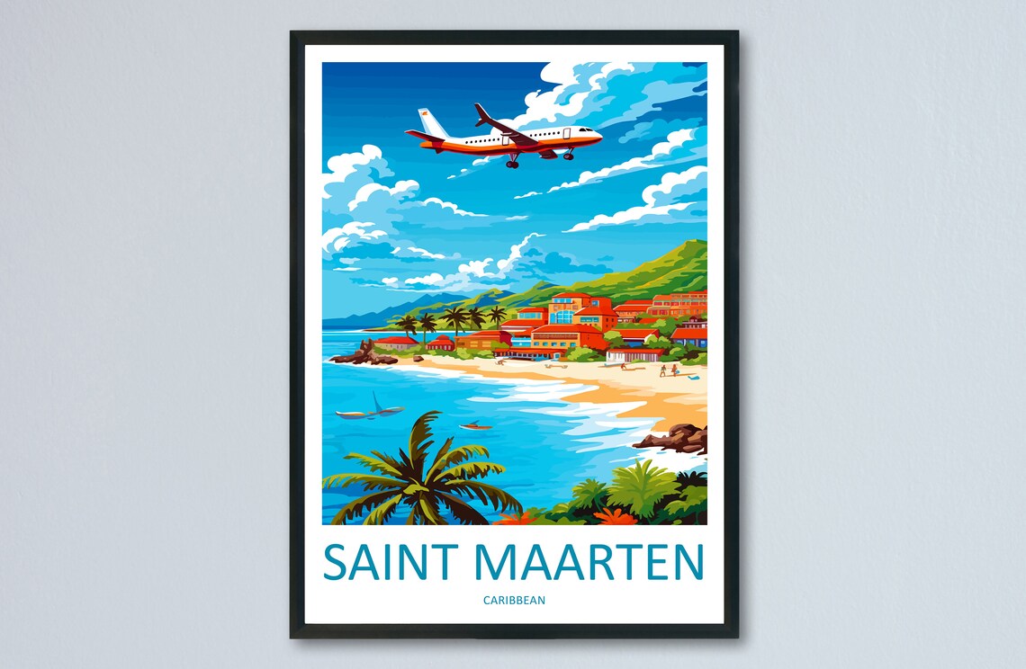 Saint Maarten Travel Poster, Caribbean Wall Art