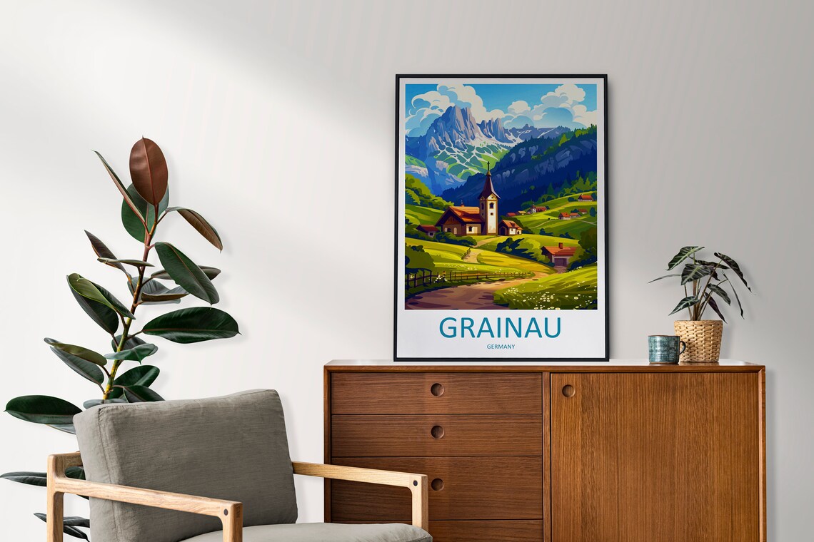 Grainau Germany Idyllic Alpine Village Church Mountain Poster - Image 2