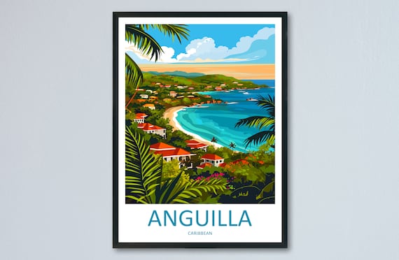 Anguilla Caribbean Tropical Bay Red Roof Villas Island Art Print