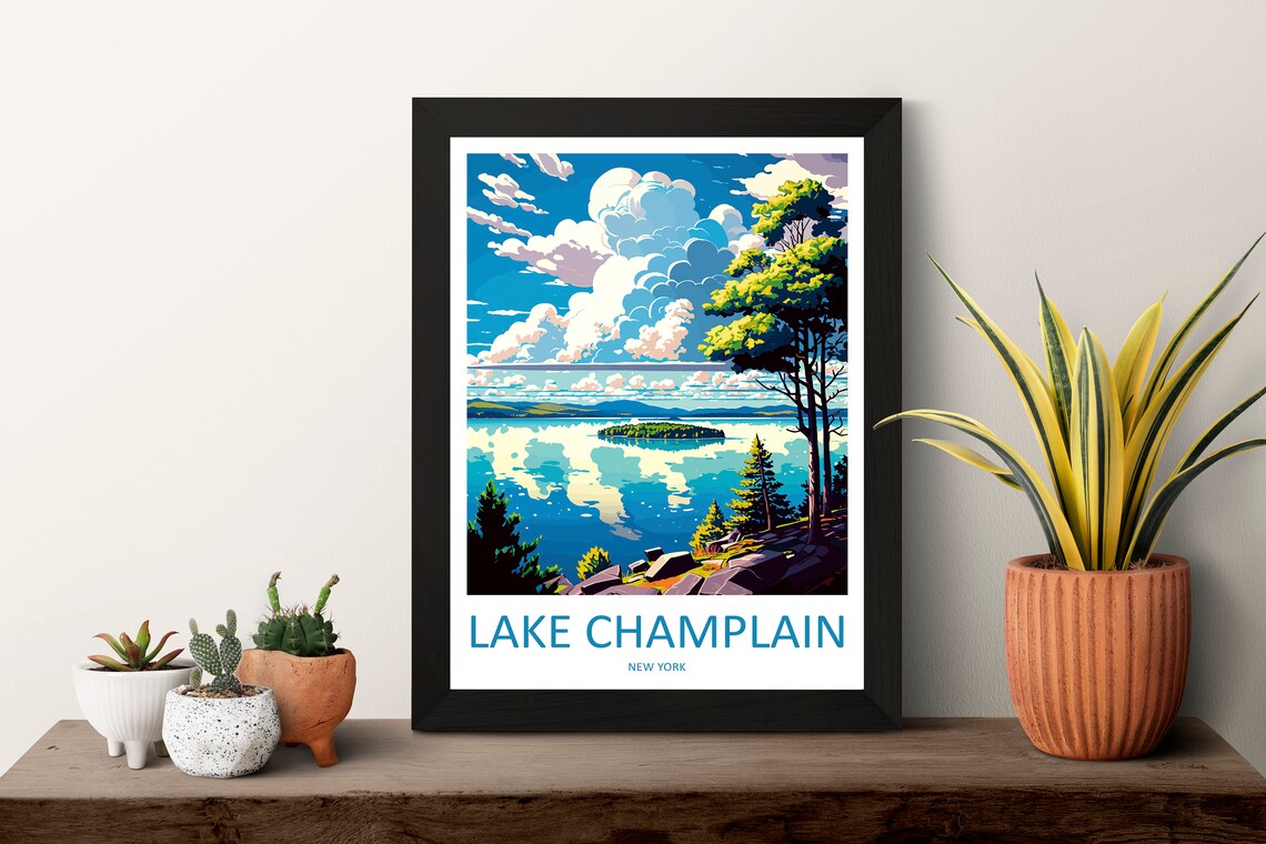 Lake Champlain Travel Poster, New York State Art - Image 3