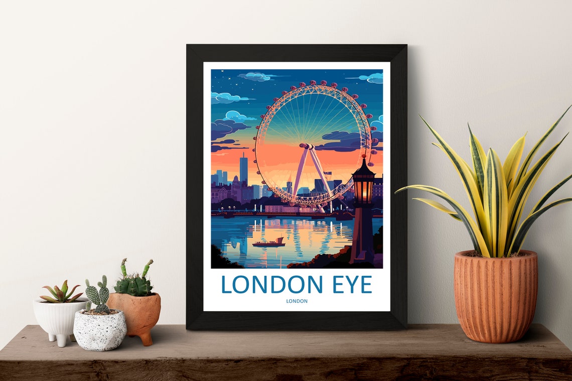 London Eye Travel Print Wall Art London Eye Wall Hanging Home Dcor London Gift Art Lovers London Eye Art Lover Gift London Eye Travel Gift - Image 3